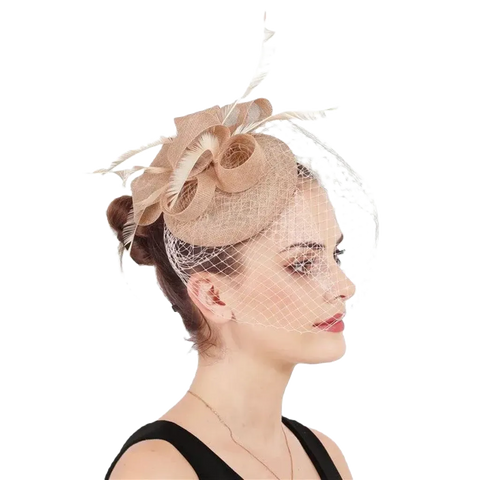 Beige fascinator - Vintage shop